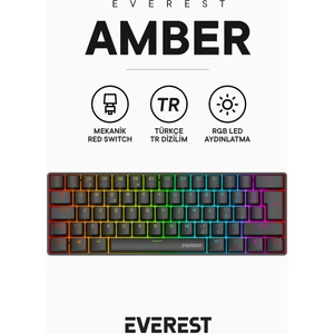Amber Type-C Bağlantılı Rgb Ledli Mekanik Gaming Oyuncu Klavye Q Red Switch