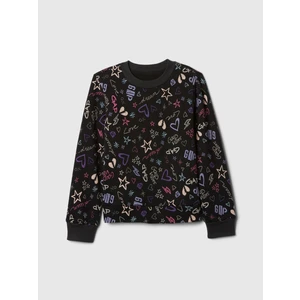 Kız Çocuk Siyah Baskılı Gap Logo Fleece Sweatshirt
