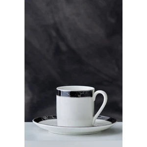 Damalı Tek Kişilik Porselen Kahve Fincan Takımı 90 ml