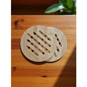 Bambu Nihale Isıya Dayanıklı Ahşap Tencere ve Tava Altlığı Kaymaz Mutfak Servis Ürünü (Yuvarlak)