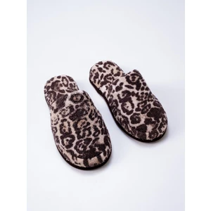 Ender Home Leopar Desen Baskılı Havlu Terlik %100 Pamuk Unisex