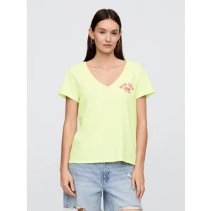 Kadın Sarı V Yaka T-Shirt