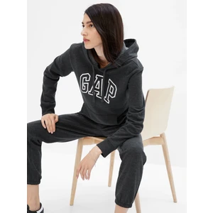 Kadın Koyu Gri Gap Logo Kapüşonlu Fleece Sweatshirt