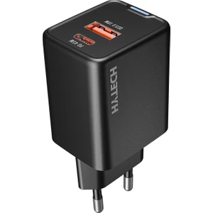 HY-XEG45 Type USB-C 45W PD + 18W USB QC 3.0 GAN Siyah Hızlı Ev Şarj Adaptörü
