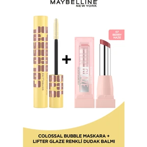 Maybelline New York Collosal Bubble Maskara & Lifter Glaze Shea Yağı ve Hyalüronik Asit Içeren Renkli Dudak Balmı - 07 Berry Haze
