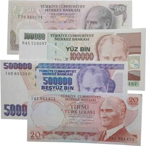 6. 7. Emisyon 4 Adet Koleksiyon Kağıt Para Koleksiyon Başlangıç Setleri Antika Darpane Hobi Hediye