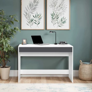 adore mobilya Vera Çekmeceli Çalışma Masası-Beyaz-Antrasit 110X75X42 cm (Gxyxd)