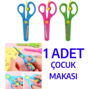 Plastik Korumalı Küt Uçlu Yaylı Çocuk Makası 1 Adet Farklı Renk Seçenekleriyle