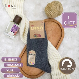 Kral Socks Kışlık Yün Çorap Lambswool (Özel Kuzu Yünlü) Kadınlar Için Termal Özellikli