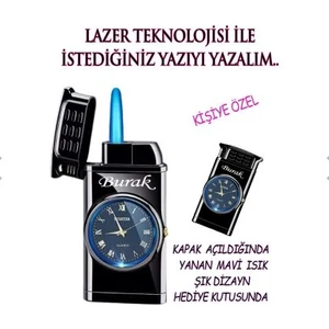 Bizle Tasarla Kişiye Özel Çakmak Işıklı Saatli Lazer Isim Baskılı
