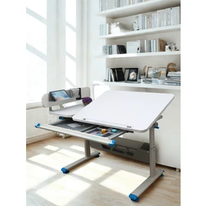 Creo Mobili Ergonomik Genç Çalışma Masası, Eğim ve Yükseklik Ayarlı Masa - 130x70 Cm, Ekru/Mavi - Vega Standart