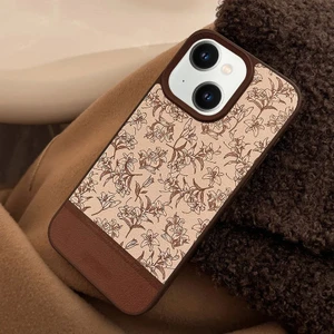 Apple iPhone 13 Uyumlu Kılıf Zebana Lily Flowers Silikon Kılıf Kahverengi
