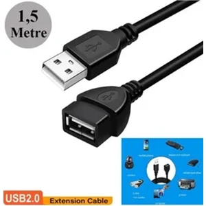 1.5 Metre USB Uzatma Extension Yüksek Hız USB Uzatma Kablosu Uzatıcı Ara Kablosu 1.5mt Dişi Erkek USB 2.0 Kablo