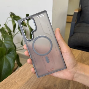 Samsung Galaxy S24 Ultra Uyumlu Kılıf Zebana Vault Silikon Kılıf (Kablosuz Şarj Destekli) Gri