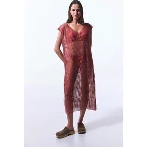 Açık Kahverengi Lora Fishnet Elbise