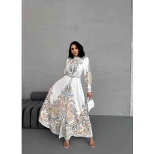 Atlas Kumaş Elbise (Kemer Dahildir)