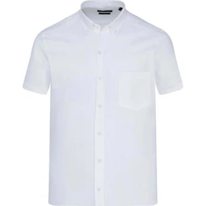 Beyaz Comfort Fit 100% Pamuk Düğmeli Yaka Kısa Kollu Casual Gömlek