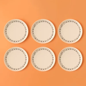 Mottos Seramik 6'lı Pasta Tabağı Beyaz (20 Cm)