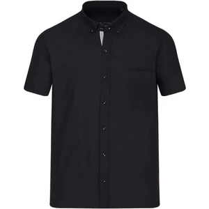 Siyah Comfort Fit 100% Pamuk Düğmeli Yaka Kısa Kollu Casual Gömlek