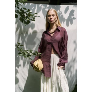 Lyra Oversize Bordo Gömlek
