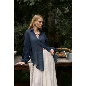 Lyra Oversize Lacivert Gömlek