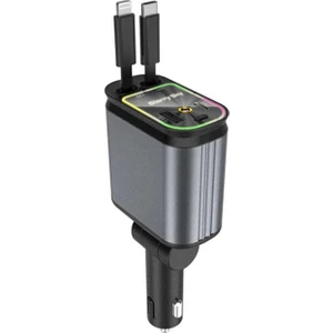 4'ü 1 arada Çift USB Bağlantı Çakmaklık, Type-C Hızlı Şarjlı 66W,Geri Çekilebilir Araç Telefon Şarj Cihazı
