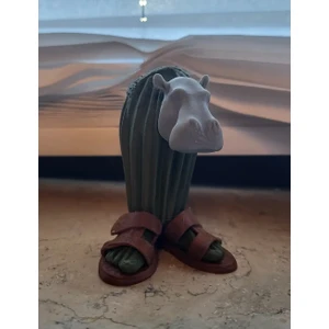 3D Layer Craft The Hippopotamus Cactus Figür Tung Tung Tung Sahur Karakteri Brainrot Figür 10 cm