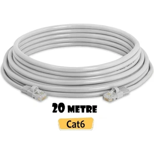 Cat6 Internet Ethernet Kablosu Utp Patch High Speed (20 Metre) Açık Gri