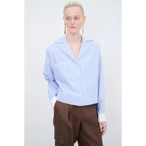 Nakış Detaylı Çizgili Gömlek