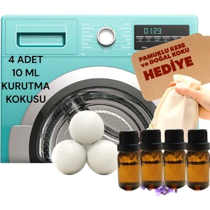 3 Adet Xxl Doğal Yerli Üretim Çamaşır Yün Kurutma Topu 4 Adet 10 ml Esans - Kurutma Makinesi Için