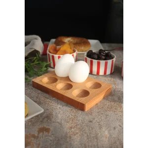 6'lı Ahşap Yumurtalık Dikdörtgen Sapsız Sofra Sunumu (Tekli)