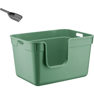 Alfa Tanos Dekoratif Büyük Yarı Kapalı Kedi Tuvaleti (Kürek Hediyeli)