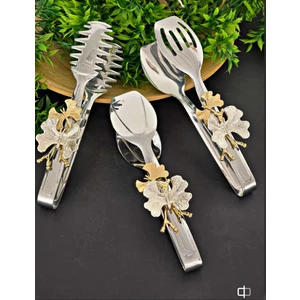 3 Lü Metal Servis Maşa Set