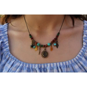 Mistik Semboller ve Cam Boncuklu El Yapımı Kolye