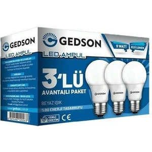 LED Ampul E27 9W-60W Beyaz Işık 3'lü