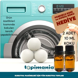 3 Adet Xxl Doğal Yerli Üretim Çamaşır Yün Kurutma Topu 2 Adet 10 ml Esans - Kurutma Makinesi Için