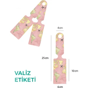 Trink Çanta Desenli Silikon Valiz ve Bavul  Bagaj   Isimlikli Etiket  * 2 Adet * Dünya Haritası