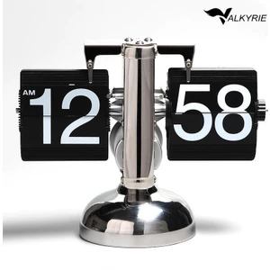 Retro Metanik Yaprak Saat Ev Ofis Masa Saati Paslanmaz Çelik Tek Bacak Siyah