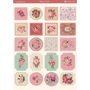 1 Adet Pembe Vintage Temalı Sticker (12X17 Cm) Bullet Journal,scrapbook, Ajanda ve Planlayıcı Için