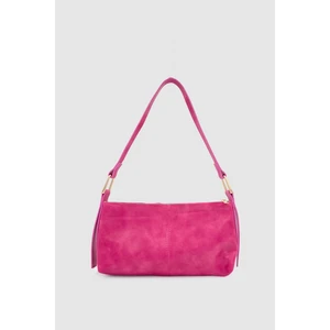 Zeiri Yumuşak Crescent Form Gold Halkalı El, Kol ve Omuz Çantası Fuşya