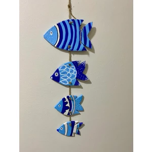 Seramik Balık Duvar Süsü - Deniz Temalı Dekoratif Askı (4'lü)