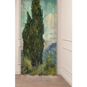  Van Gogh Selviler Ünlü Eser Tablo Sanat Manzara Desenli Dijital Baskılı (Tek Kanat) Şık Fon Perde