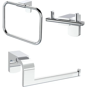 Premium Ikili Bornoz Askılık + Kare Havluluk + Kapaksız Kağıtlık Banyo Seti