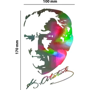 Atatürk  Model Hologram Sticker – Işık Vurunca Renk Değiştirir – Modifiye Dekarasyon Sticker Araç,kask Uyumlu,düz ve Prüszsüz Yüzeyler Için (Meristeed)