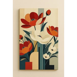 Sayılarla Boyama Tuval Seti Fırça Boya Dahil (Çıtalı) 40X50 cm - Ritmik Çiçekler