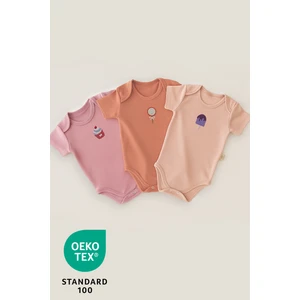 Candy 3lü %100 Pamuk Nakışlı Bebek Body Set