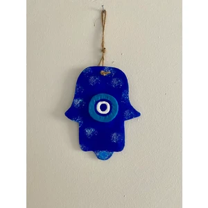 El Yapımı Seramik Hamsa Duvar Süsü - Nazar Boncuklu