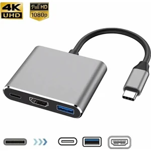 Usb-C HDMI 4K 3 In 1 Kablo Dönüştürücü Için Samsung Huawei iPad Mac Ns USB 3.1 Tip C HDMI 4K USB 3.0 Çoklayıcı Çevirici