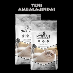 NOBİLUS Aktif Karbonlu, 2'li Avantaj Paketi, Koku Hapseden, Topaklanan, Tozsuz Kedi Kumu 10 Lt x 2 Adet