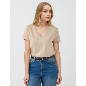 Jimmy Key Vizon V Yaka Kısa Kollu Örme Modal Tişört